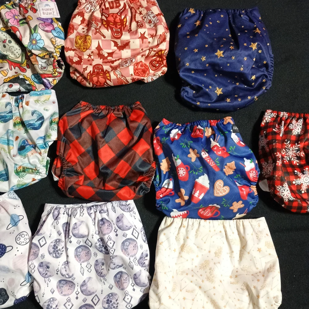 AWJ Cloth Diaper Destash Bundle -13 Total - Athletic Wicking Jersey Stout House